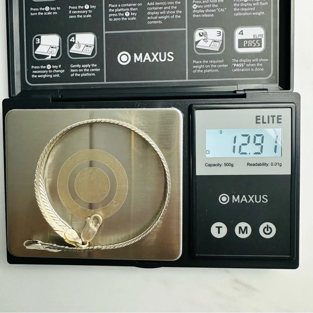 Vintage Italian Sterling Silver Herringbone Bracelet – 12.91g, Made in Italy - Picture 8 of 8